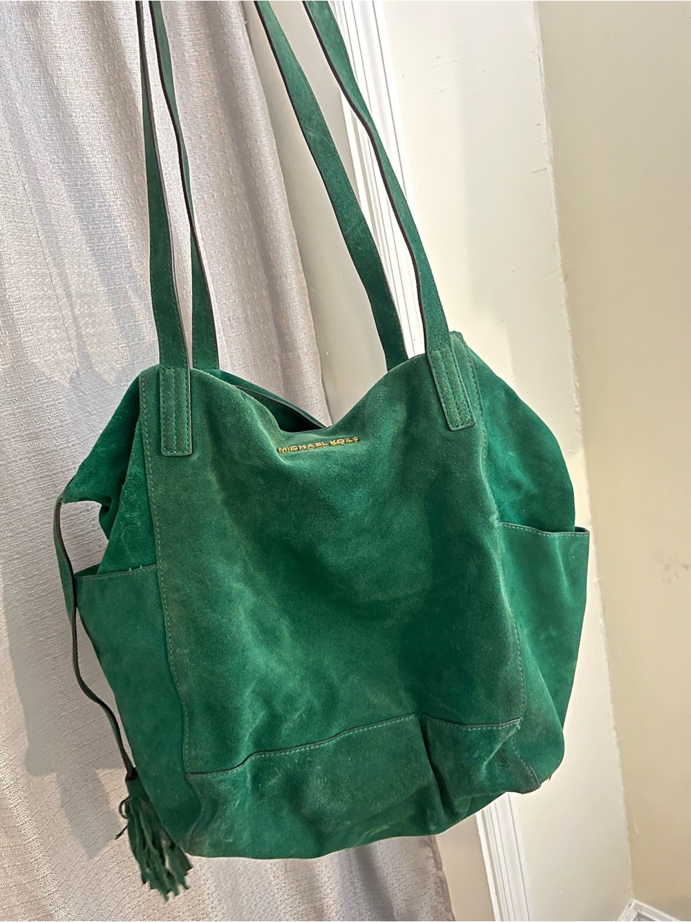 Michael Kors Green Suede Ashbury Tote Bag - Picture 7 of 12